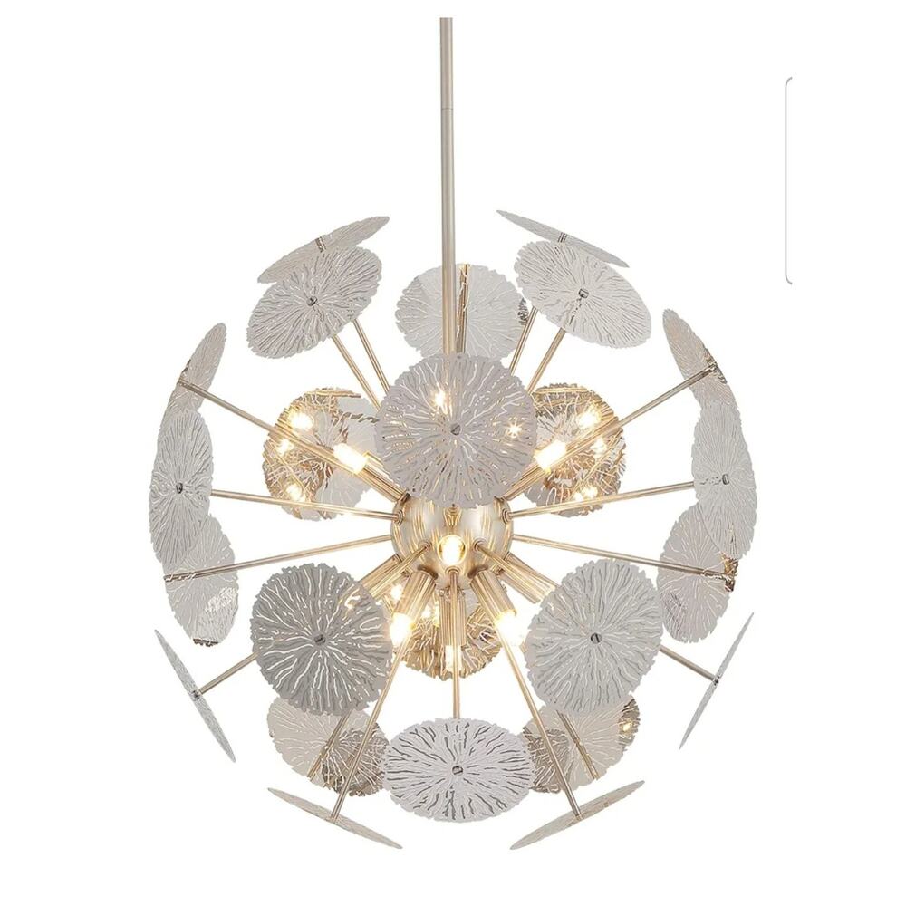 12-Light Sputnik Chandelier Brushed Nickel & Chrome Floral Inspired Globe